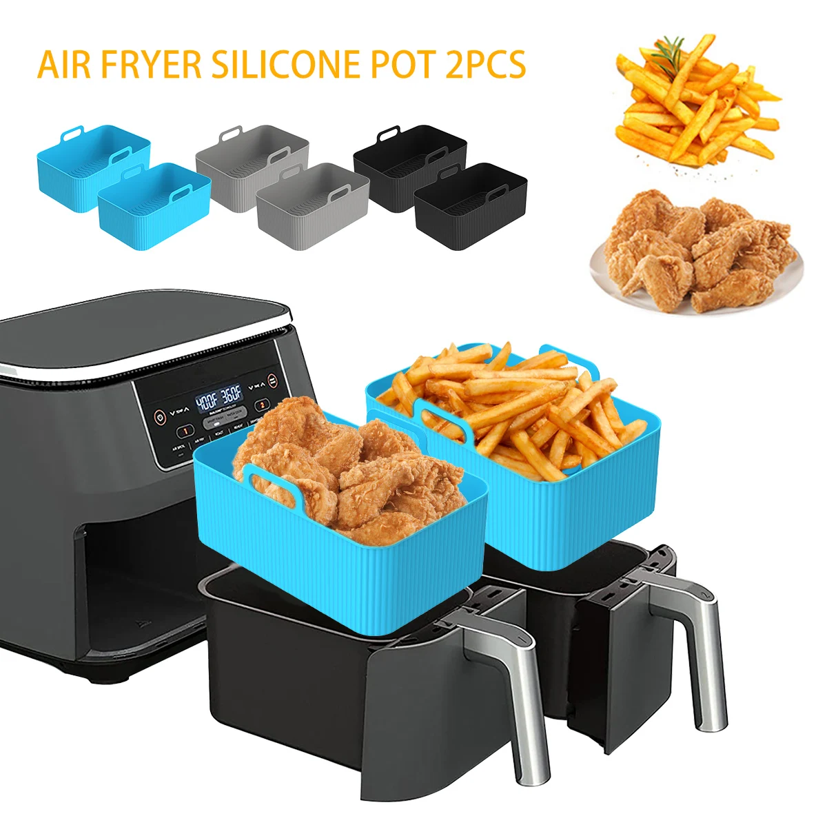 2Pcs Air Fryer Silicone Liner  - огляд і ціна Air Fryer Silicone Pot Liner