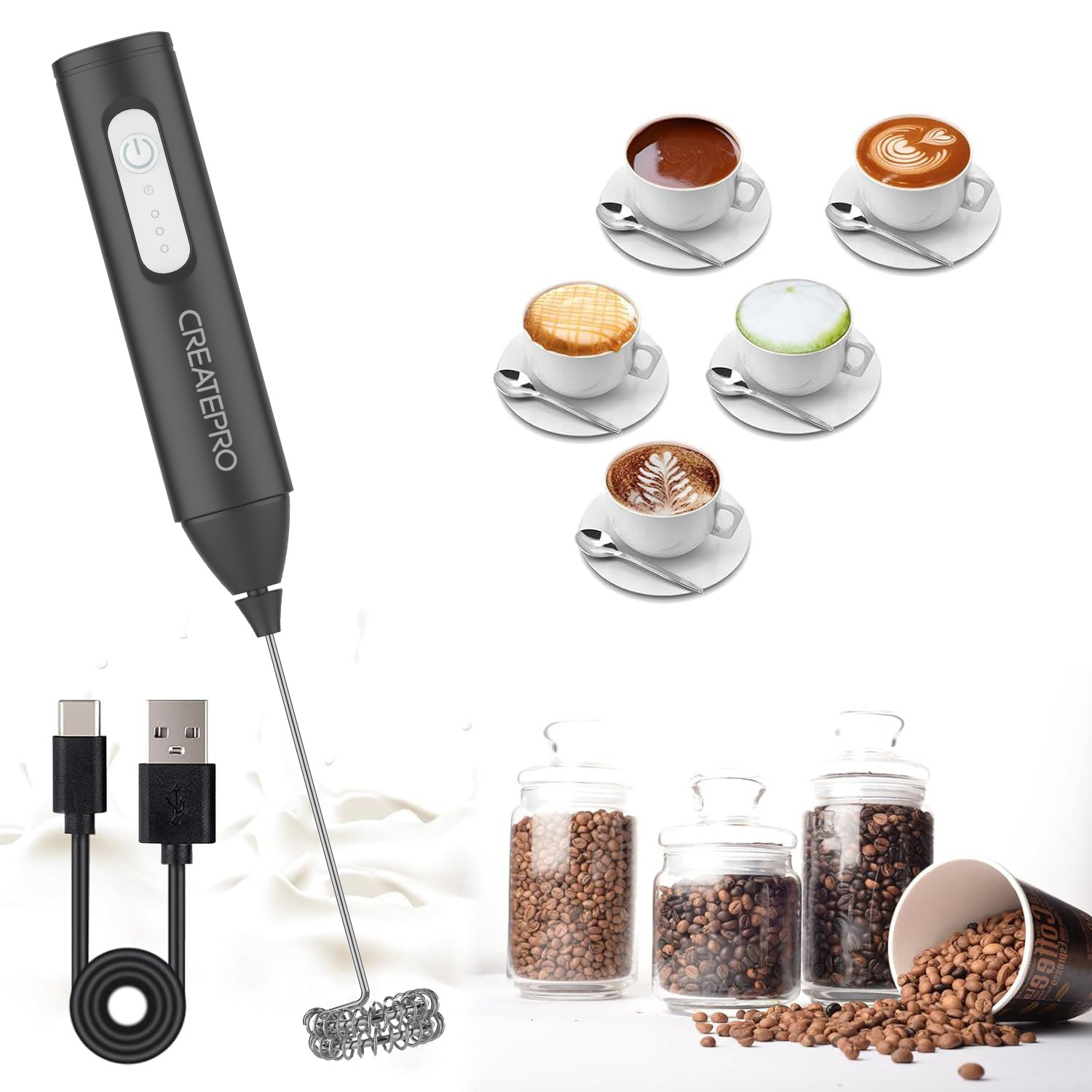 Rechargeable Milk Frother Auto - огляд і ціна Electric Milk Frother Handheld