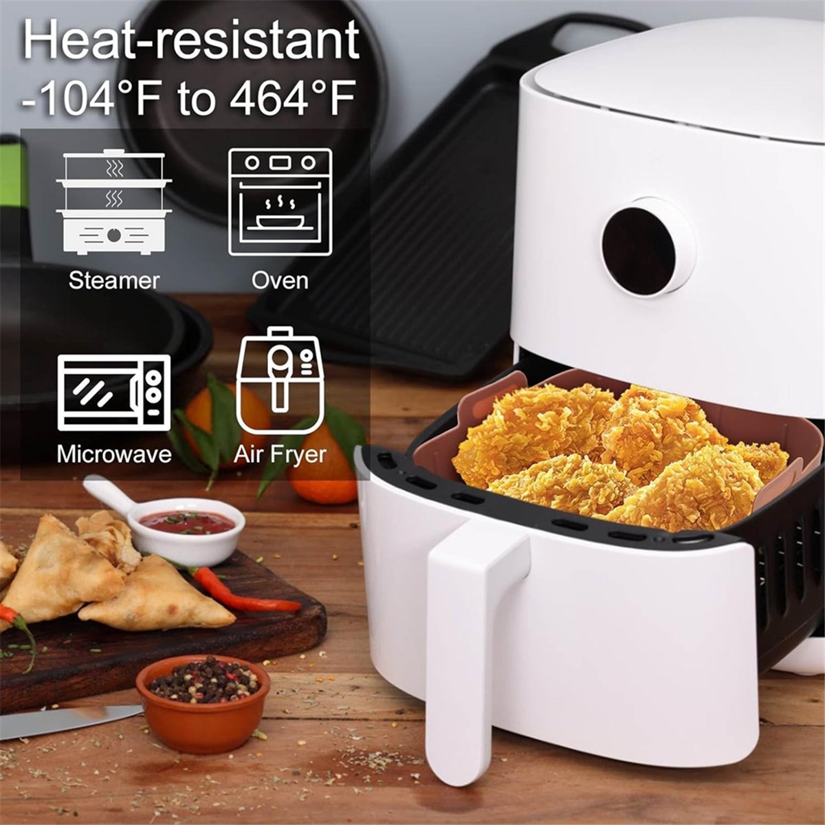 M10K 3Pcs Air Fryer Silicone L - огляд і ціна Air Fryer Silicone Pot Liner
