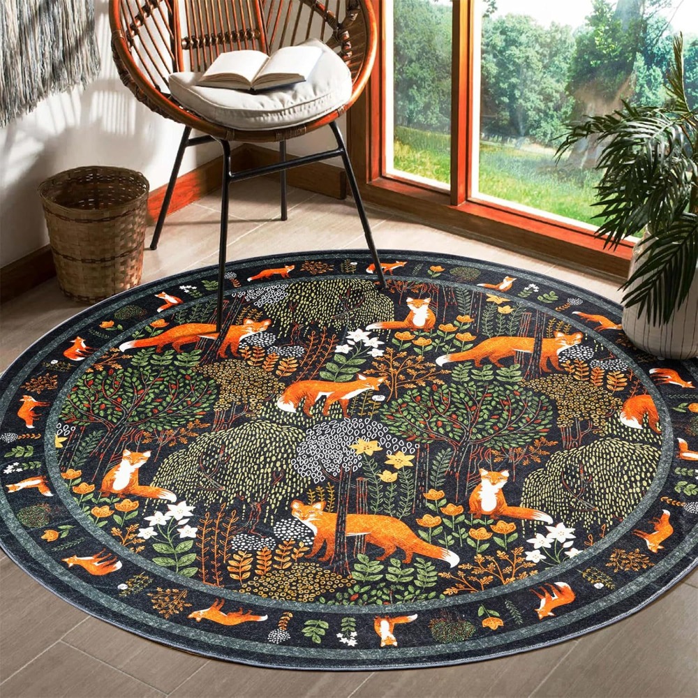 Round Fox Forest Carpet with O - огляд і ціна Home Appliances